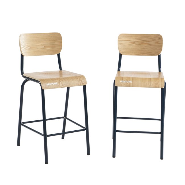 Lot de 2 chaises de bar en acier Couleur bleu nuit / tcx 19-4012 <span itemprop=