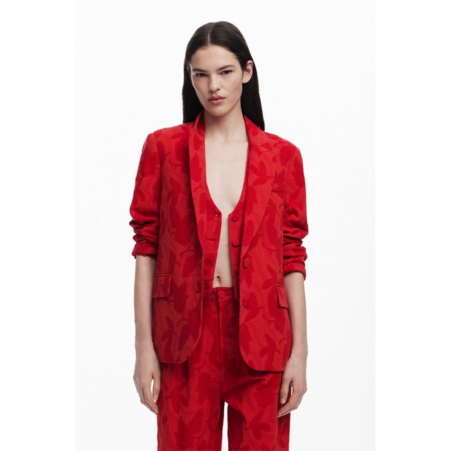 Veste contrastée rouge <span itemprop=