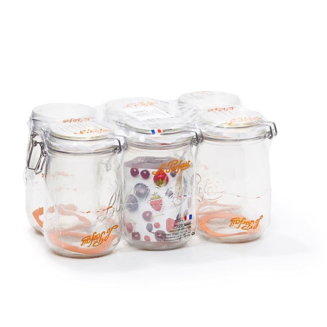 Lot de 6 bocaux en verre 1l, LE PARFAIT Couleur transparent <span itemprop=