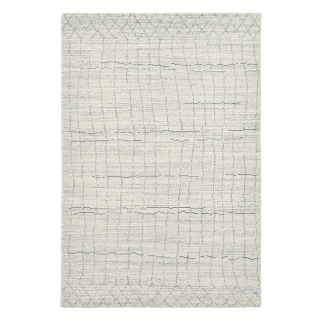 Tapis tissé main en laine vierge et polyester Couleur argent <span itemprop=