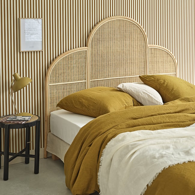 Tête de lit en rotin et cannage 160 cm  JANE Couleur naturel <span itemprop=