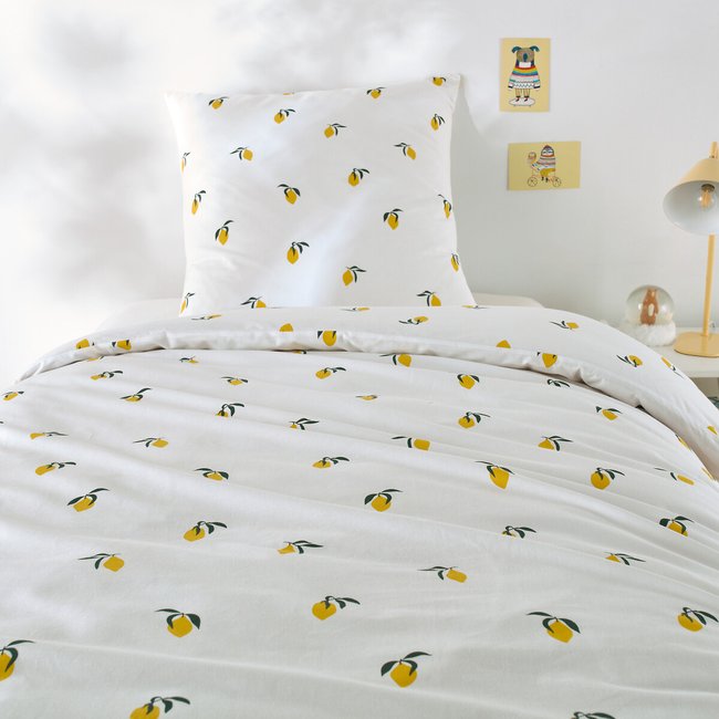 Conjunto de ropa cama infantil de algodón, funda de almohada cuadrada, Citron estampado <span itemprop=