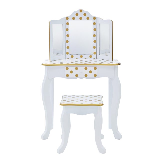 Coiffeuse Tabouret Enfant Bois FASHION PRINTS Couleur blanc <span itemprop=