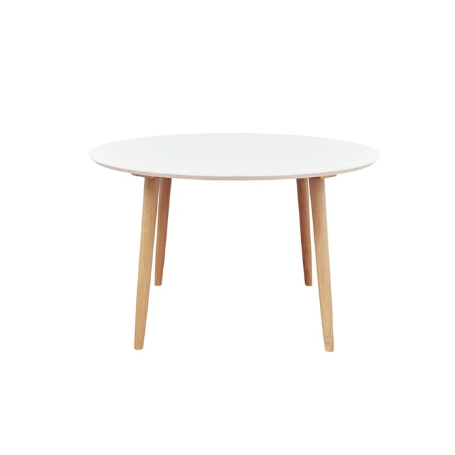 Table repas 100-180 cm  avec 2 allonges Couleur blanc <span itemprop=