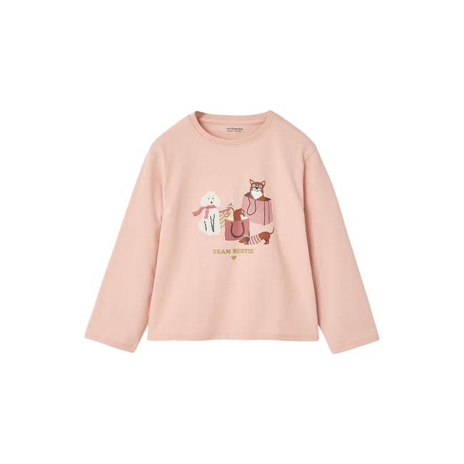 T-shirt manches longues rose poudré <span itemprop=
