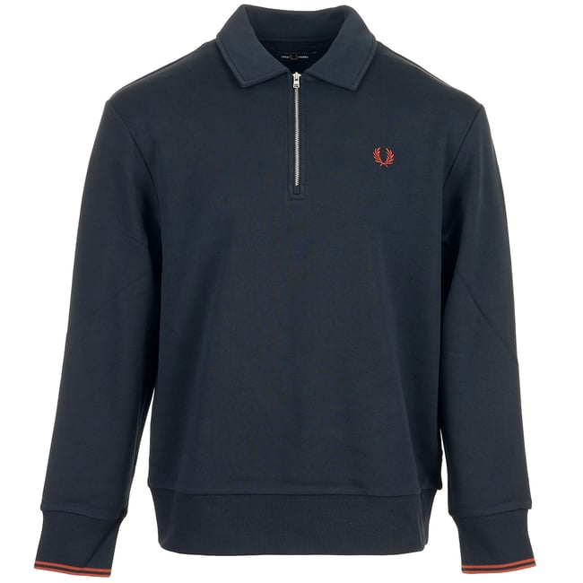 HALF ZIP COLLARED SWEATSHIRT navy <span itemprop=