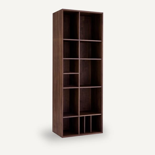 Bibliothèque en plaqué noyer, Mikube noyer <span itemprop=