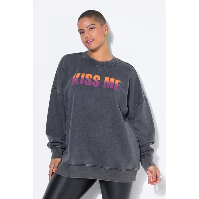 Sweat-shirt oversize, imprimé XL anthracite <span itemprop=