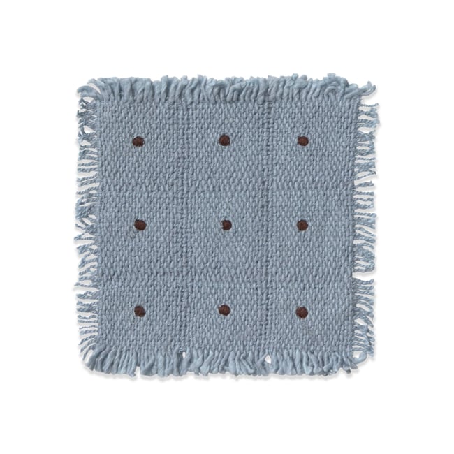 Lot de 4 dessous de verre tissés main Dots TORRE ROURA Couleur bleu indigo <span itemprop=