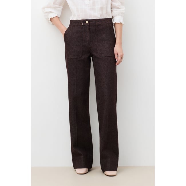 Pantalon flare en denim PHAMILTON marron foncé <span itemprop=