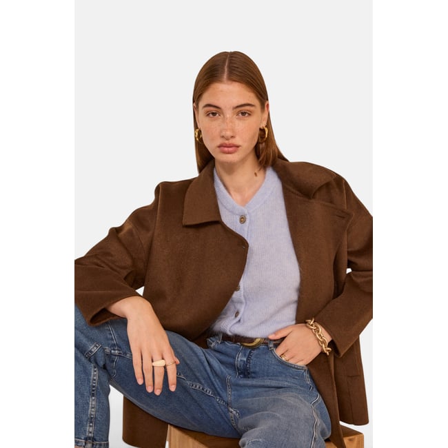 Blouson à manches longues en laine mélangée CYRILE tabac <span itemprop=