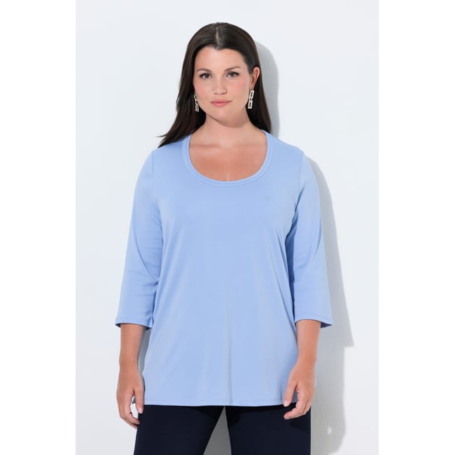 T-shirt en coton Pima, petit cœur pailleté bleu clair <span itemprop=