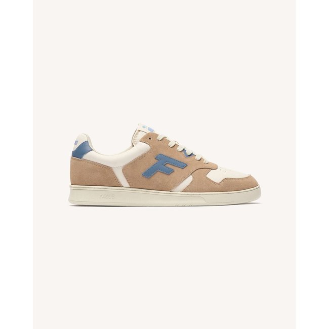 Baskets basses cuir suede PALMER PALMER taupe et beige et bleu <span itemprop=