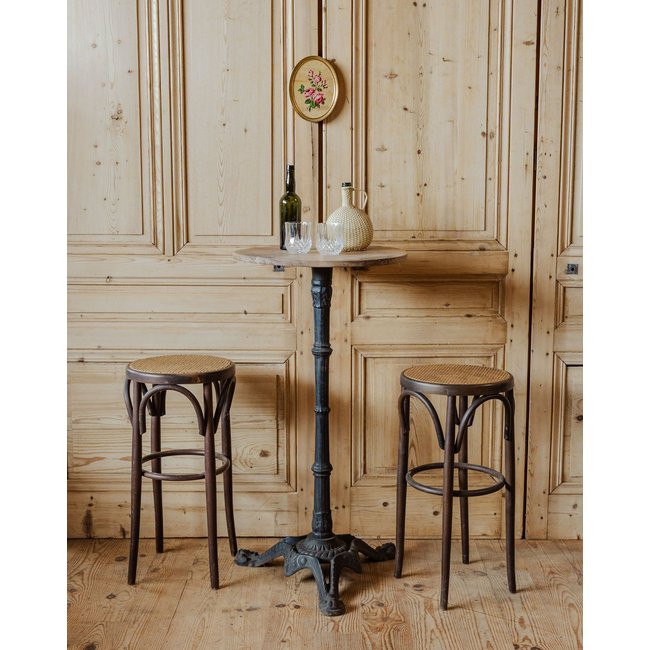 Table à manger bistro en bois Denise N°1172 - Bon état Couleur noir <span itemprop=