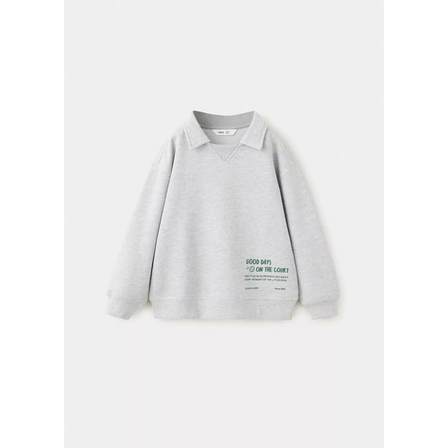 Sweat coton phrases gris chiné clair <span itemprop=