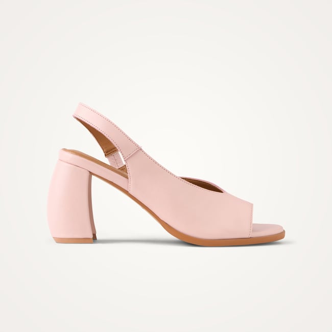 Sandales à talon demi-lune LUNA rose poudré <span itemprop=