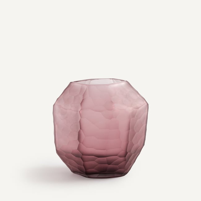 Vase en verre dépoli lie de vin, Zenka Couleur lie de vin <span itemprop=