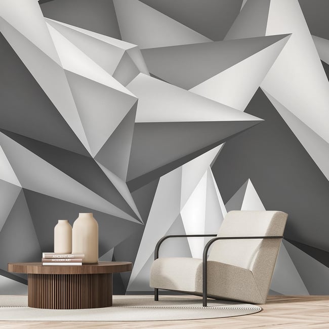 Papier peint polygone Couleur intissé <span itemprop=