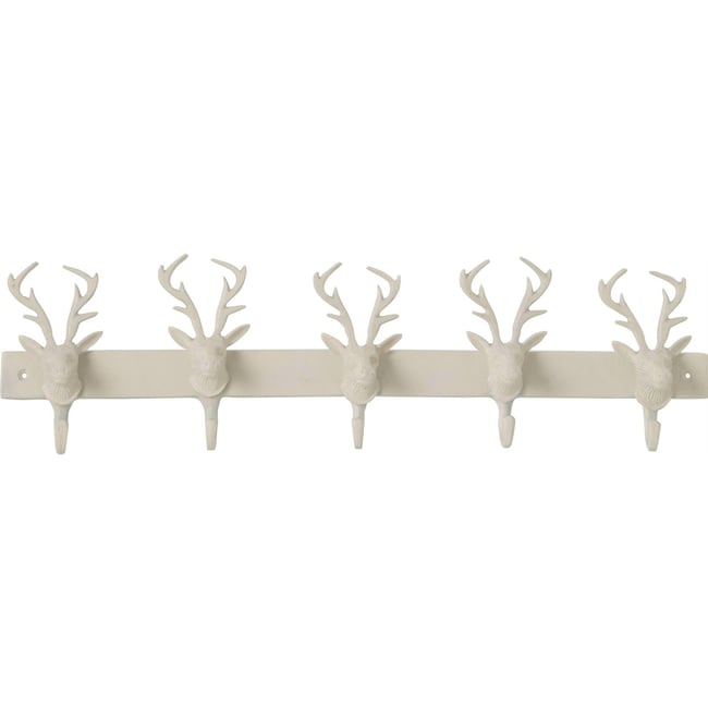 Porte-manteau tête de cerf en métal Couleur blanc cassé <span itemprop=