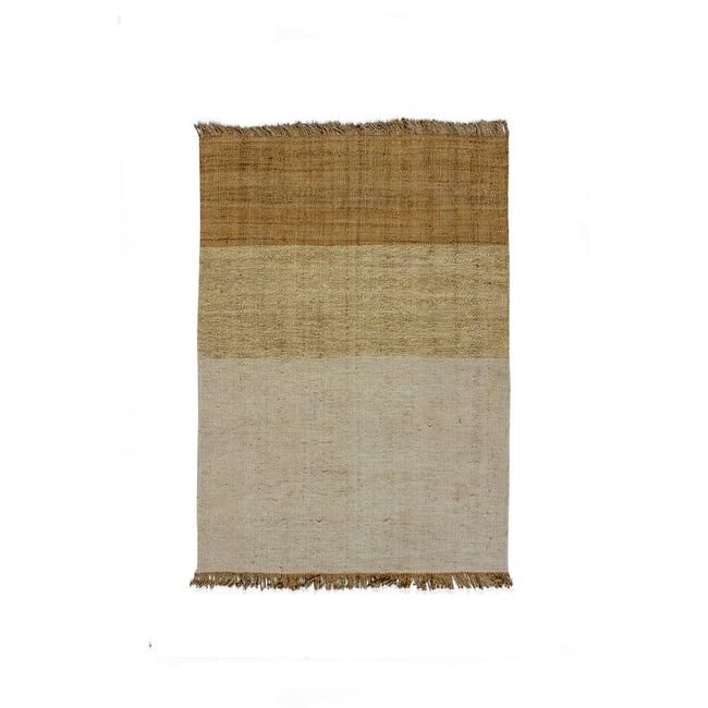 Tapis en jute et laine avec franges Couleur beige <span itemprop=