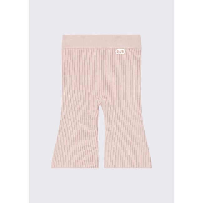 Pantalon flare en maille rose <span itemprop=
