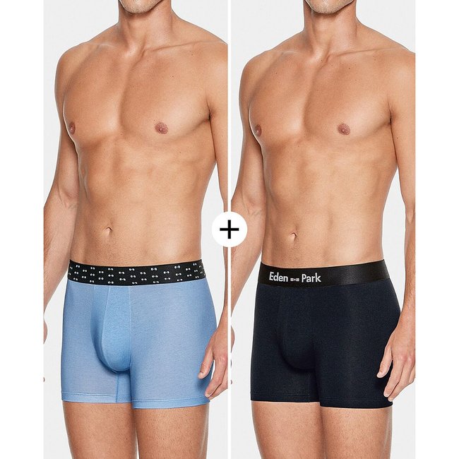 Lot De 2 Boxers Unis bleu marine + bleu ciel <span itemprop=