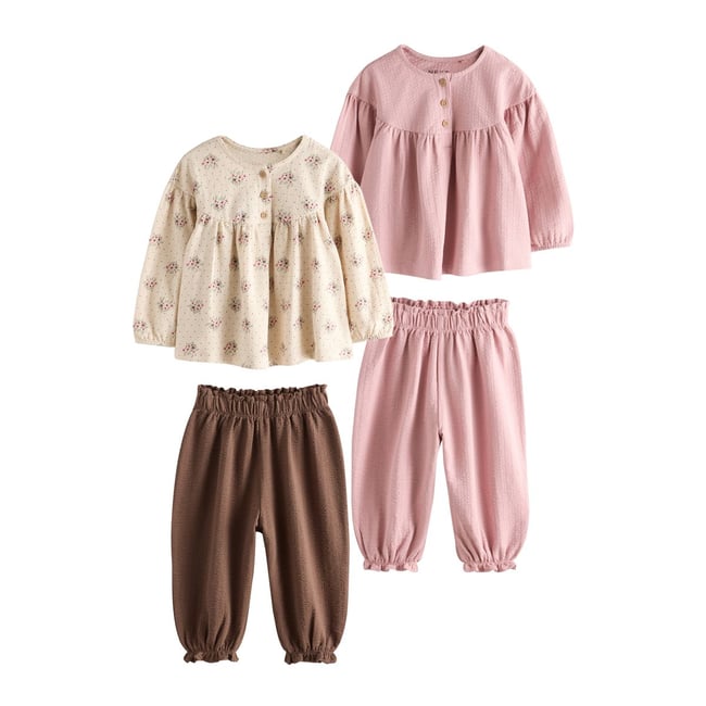 Chemisier et pantalon bouffant, lot de 4 rose <span itemprop=