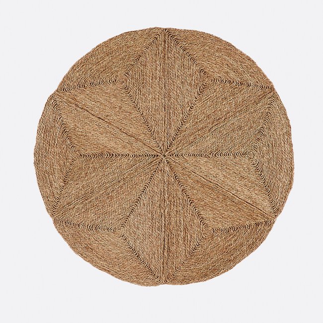 Alfombra redonda plegable de paja, Dimao natural <span itemprop=