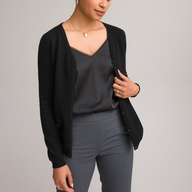 Cashmere Fine Knit Cardigan - ANNE WEYBURN