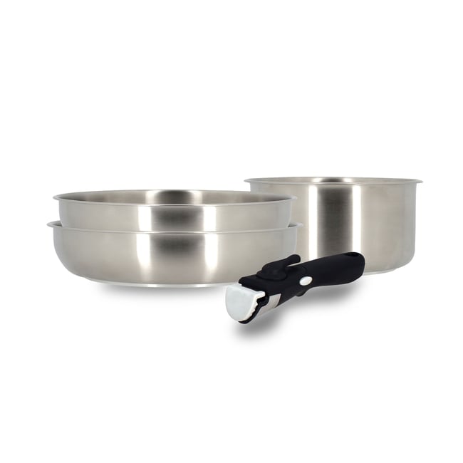 Batterie de cuisine 4 pièces en acier inoxydable, IRIS noir <span itemprop=