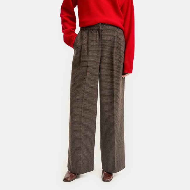 Weite Hose mit Karomuster und Bundfalten braun kariert LA REDOUTE COLLECTIONS
