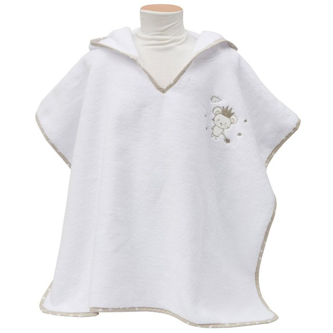 Poncho de bain enfant en coton peigné Zéro Twist BABY SOFT MOUSE STICK blanc <span itemprop=