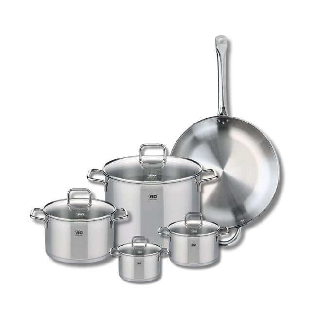 Batterie 1 poêle 32cm + 4 faitouts 12/14/20/26cm PROFI CITRIN gris <span itemprop=
