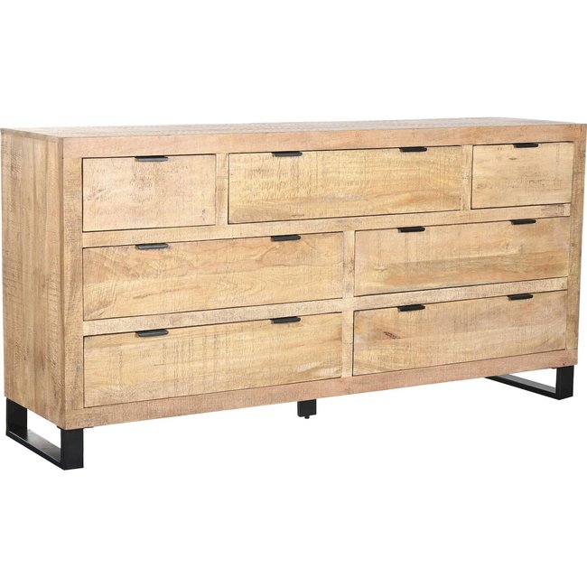 Commode en manguier et métal, ALPINO Couleur naturel bois et métal noir <span itemprop=
