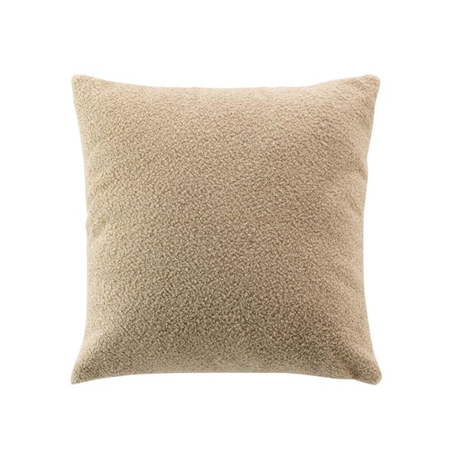 Coussin déhoussable en bouclette unie BELI beige <span itemprop=