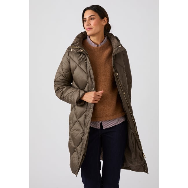 Maxi-doudoune brillante Thermolactyl vert taupe <span itemprop=