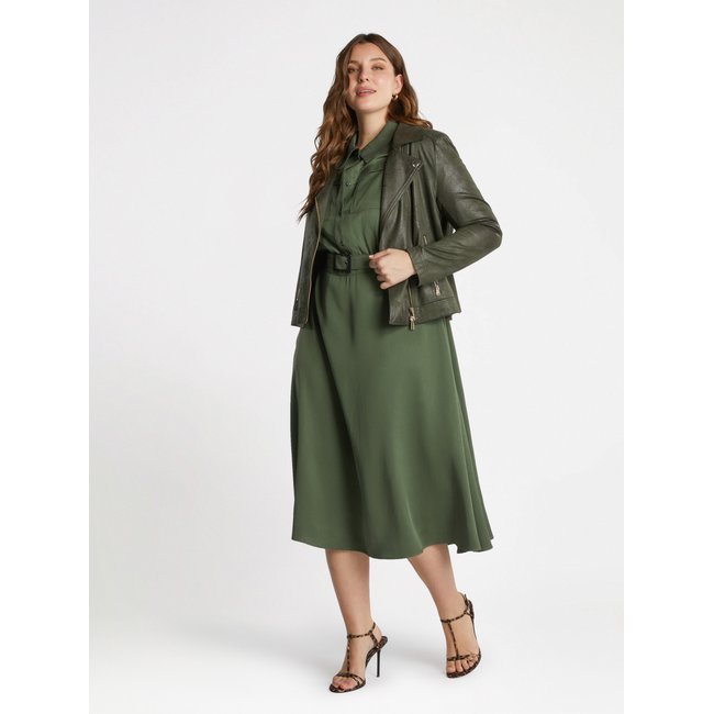Veste motard effet usé verde militare <span itemprop=