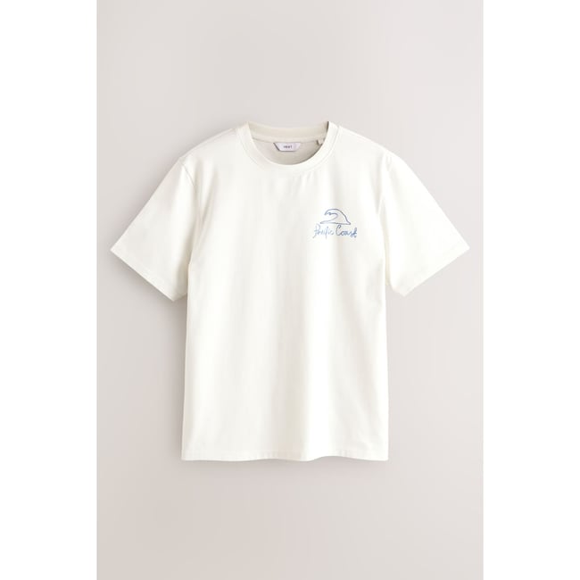 T-shirt imprimé surf blanc <span itemprop=