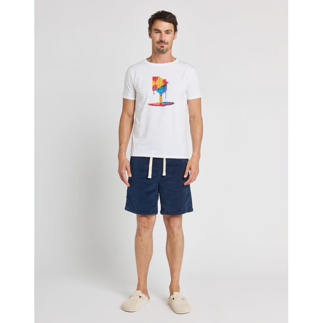 SHORT LOOSE VELOURS NAVY marine <span itemprop=