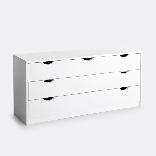 Commode 5 tiroirs, pin massif, Crawley - SO'HOME