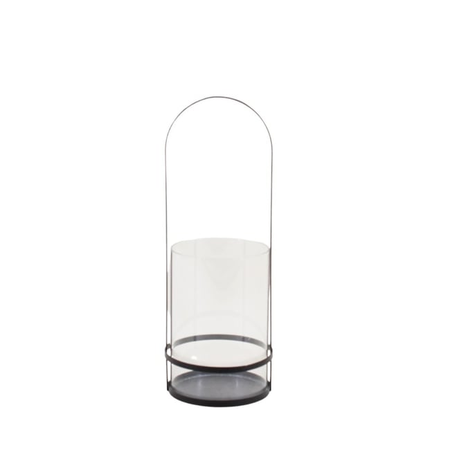 Lanterne en métal et verre 30x10cm Couleur noir <span itemprop=