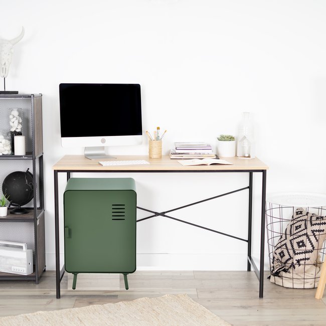 Caisson de bureau avec 1 porte et 2 étagères, WALNUTSTUDY Couleur vert foncé <span itemprop=