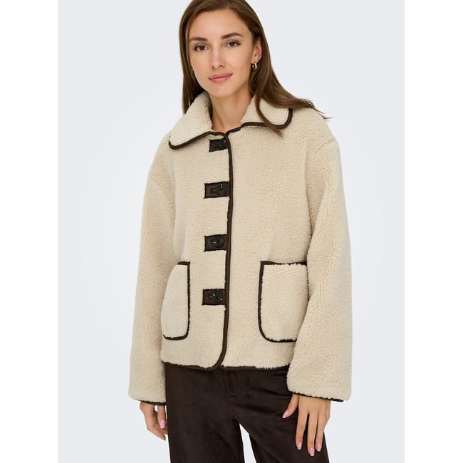 Sherpa Button-Up Coat, beige, JDY