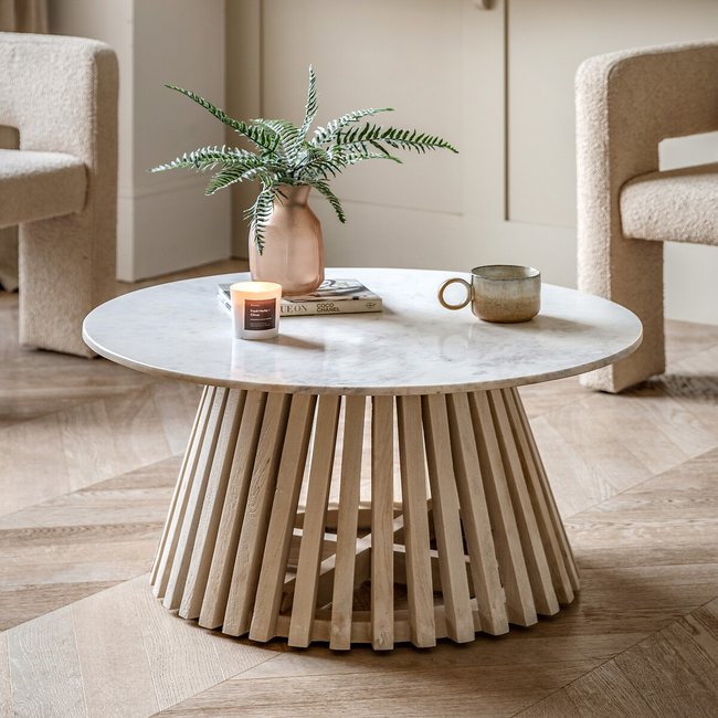 Solstice Mango Coffee Table, white marble, ÉDITÉ