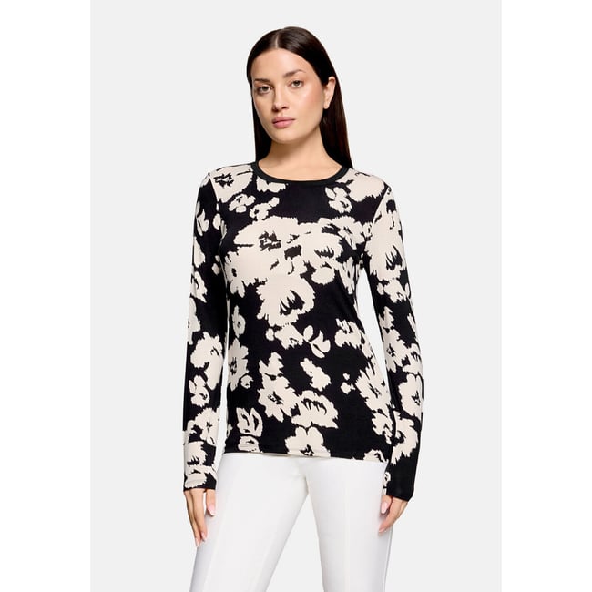T-shirt basique à bordures côtelées noir/blanc <span itemprop=