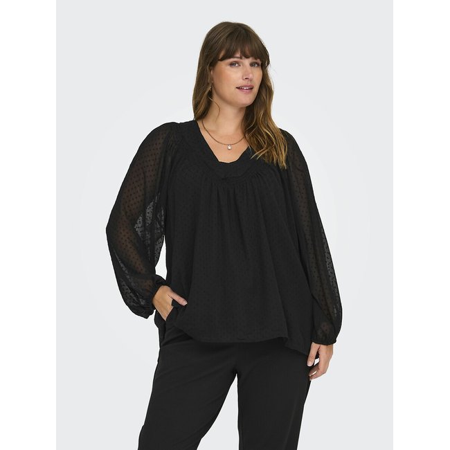 Long Sleeve Blouse, black, ONLY CARMAKOMA
