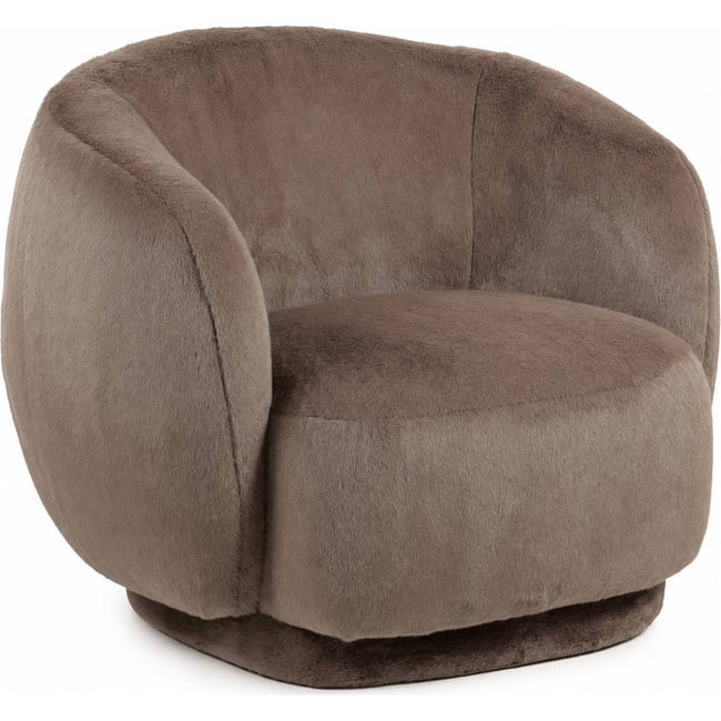 Fauteuil lounge enveloppant effet peluche Couleur marron duveteux <span itemprop=
