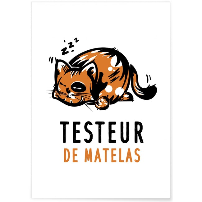 Affiche 'Testeur de matelas' Couleur blanc <span itemprop=