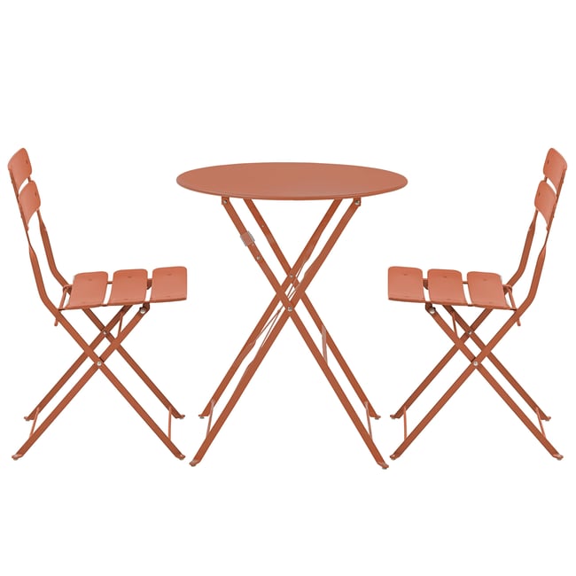 Table de jardin rabattable Et 2 chaises pliantes en métal, ANNECY - OVIALA