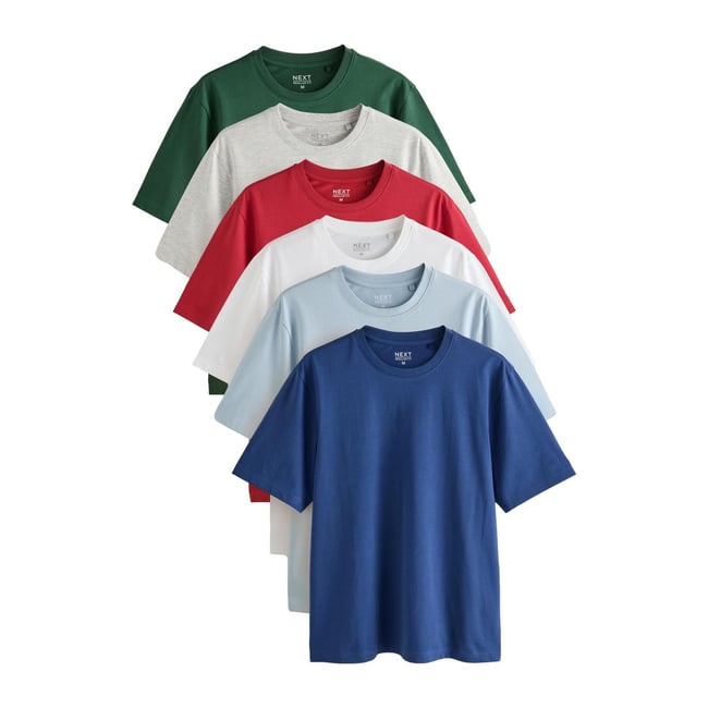 T-shirt en coton essential, lot de 6 rouge/bleu clair/gris chiné/vert/blanc/bleu cobalt <span itemprop=
